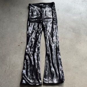 Sequin Flare Pants - Black and Silver